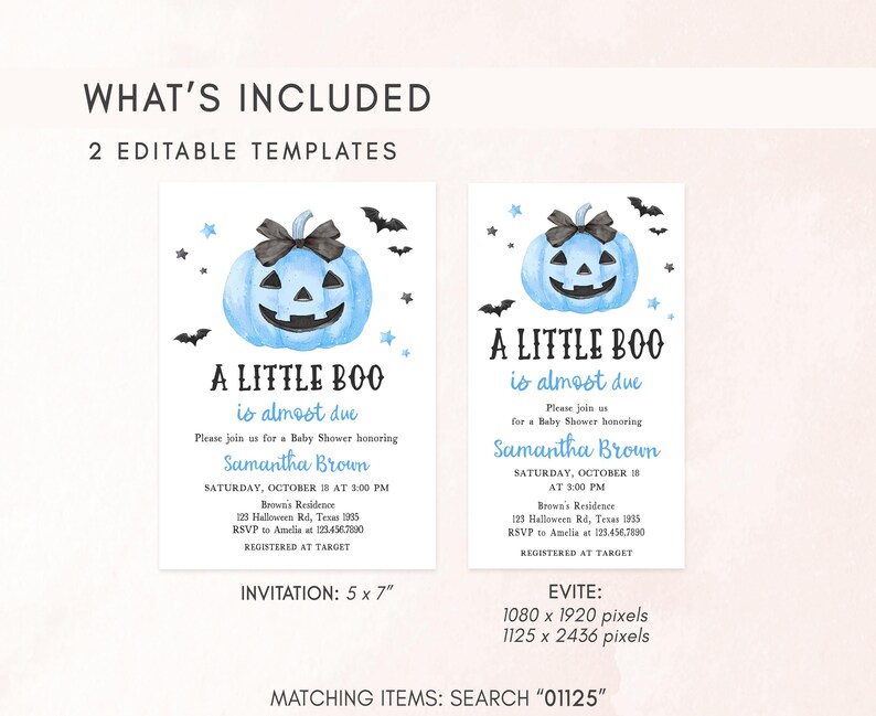 Blue A Little Boo Invitation Template