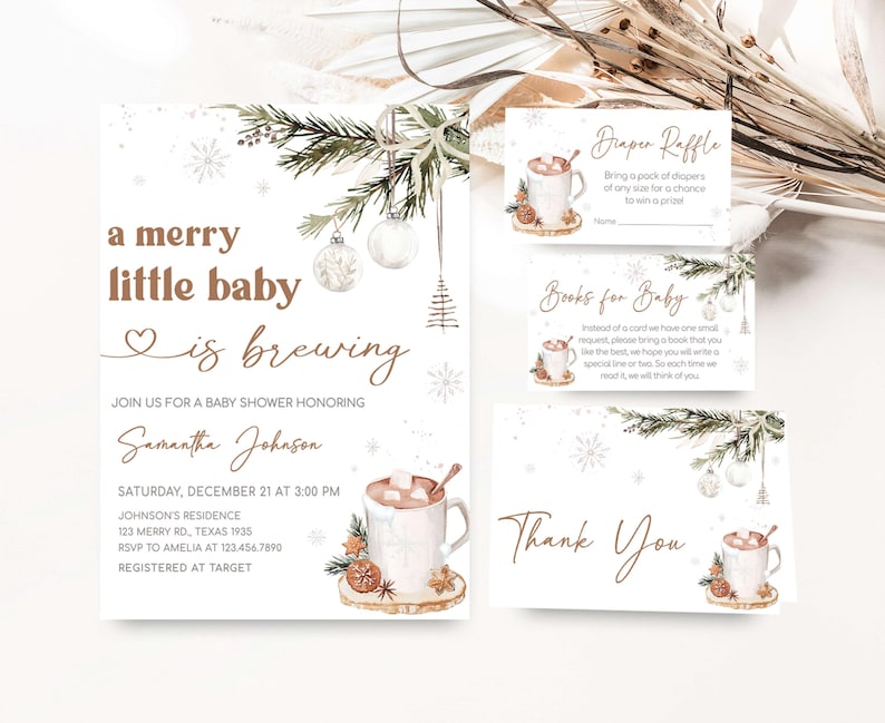 Merry Little Baby Invitation Set