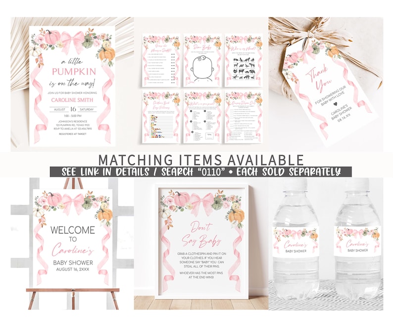 a set of matching items available for a baby shower