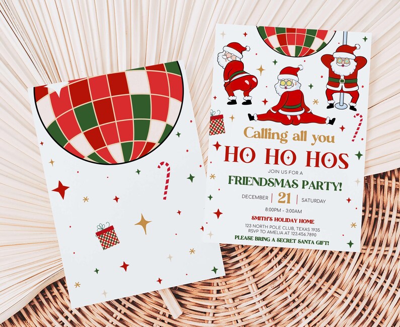 two christmas party flyer templates with santa clause