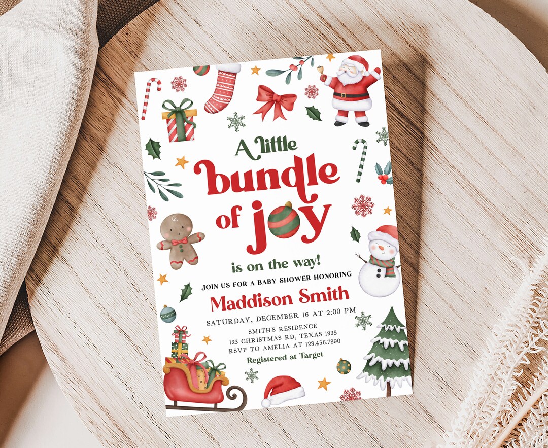 Editable A Little Bundle of Joy Baby Shower Invitation - Etsy