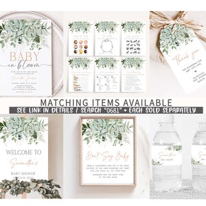 Editable Baby in Bloom Baby Shower Welcome Sign, Succulent Gender Neutral Baby Shower Welcome Poster, Succulents Greenery Baby Shower, 0681 image 2