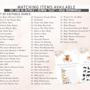 May include: A printable set of baby shower games with a watercolor illustration of a highland cow. The games include "How Big is Mommy's Belly?", "What's in the Diaper Bag", "Old Wives Tales", "Celebrity Baby Names", "Nursery Rhyme Quiz", "Baby Name Race", "Word Scramble", "Animal Pregnancy", "The Price is Right", "Bingo", "What's in your purse?", "Who knows Mommy best?", "Guess who Mommy or Daddy?", "Who is my Mama", "Children's Book Emoji Pictionary", "Who knows Daddy best?", "Baby Around the World", "Baby ABC", "Baby Shower Memory Game", "Time Capsule", "Over or Under", "Baby Traits", "Would Mommy Rather", "What's on your Phone?", "First Year Bucket List", "Pregnancy Candy Match", "Dad Jokes", "Name that Baby Tune", "Oh Baby Mad Libs", "Guess The Baby Food", "Baby or Beer Belly", "Boobs or Butt", "Draw Baby", "Fairytale Parents", "Advice for Mommy", "What Did Daddy Say", "What Did Mommy Say", "Name that Baby Song", "Find the Guest", "Baby Item Game", "Dear Baby", "He said She said", "Recipes", "My Water Broke!", "How old was she?", "Guess the sweet mess", "Who am I?", "Baby Shower Scattegories", "Baby Predictions", "Advice and Wishes", "Prayers for the Baby", "Baby Trivia", "How old were they?", "Baby Memory", "Storybook Character Match", "Baby Traditions Around the World", "Baby Word Match", "Baby Shower Characters", "Left - Right", "Labor or Lovin'".