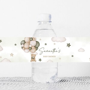Bewerkbare genderneutrale beer ballon flesetiketten babyshower, wateretiket babyshower babyshower, wateretiket boho beer, flesstickers boho beer, 0603 afbeelding 1
