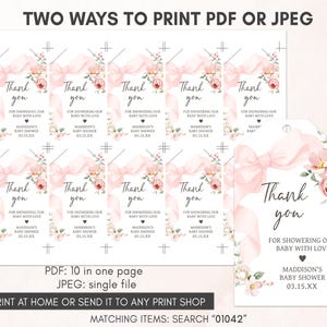 Floral Coquette Baby Shower Gift Tags