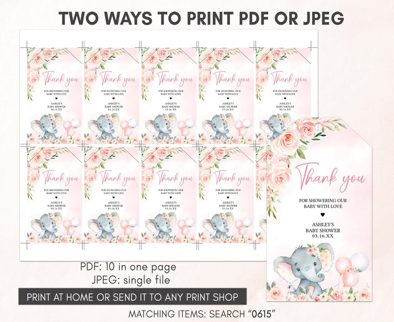 two ways to print a baby elephant baby shower