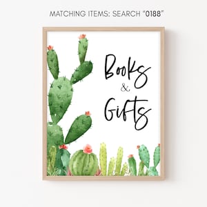 Cactus pour baby shower, livres et cadeaux pour bébé