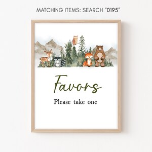 Adventure Awaits Baby Shower Favors Sign Woodland Animals Baby Shower Take a Treat Sign Forest Mountain Decorations Printable Template 0195