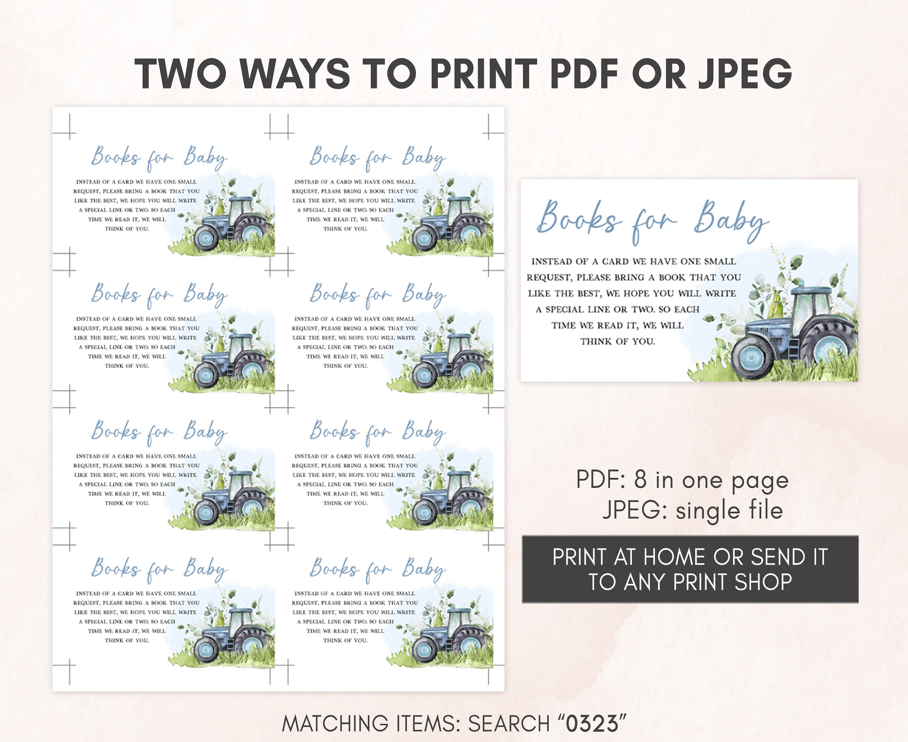 Editable Blue Tractor Baby Shower Invitation Bundle, Farm Baby Shower ...