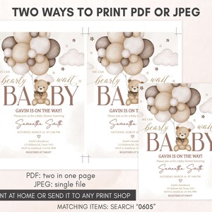 two baby shower cards with a teddy bear on them