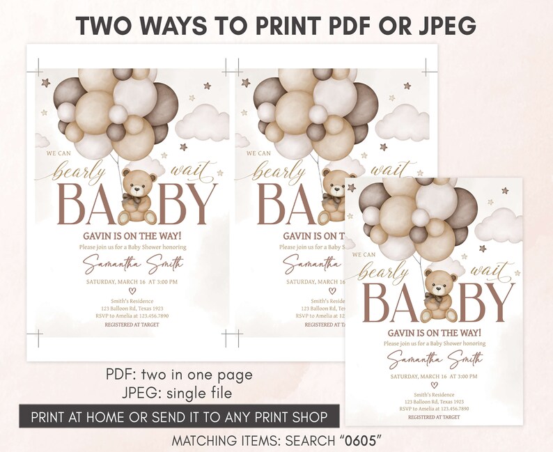 two baby shower cards with a teddy bear on them