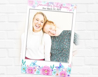Pink Butterfly Baby Shower Photo Prop, Pink Floral, Purple Butterfly Photo Booth, Girl Baby Shower, Printable, Party Sign BSL 127