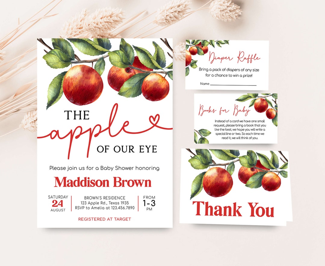 Editable Apple Fall Baby Shower Invitation Bundle, Apple of Our Eye ...