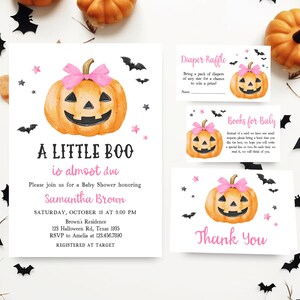 Pink Minimalist A Little Boo Invitation Set