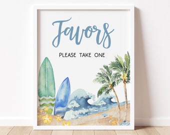 Baby on Board Baby Shower Favors Sign, Surf Board Beach Baby Shower Favor Table Sign, Surfing Summer Boy Baby Shower Favor Decor Signs, 0677