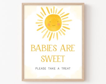 Babies Are Sweet Signs Sunshine Baby Shower, Boho Sun Baby Shower Take a Treat Sign, A Little Ray of Sunshine Gender Neutral Decor Sign 0251