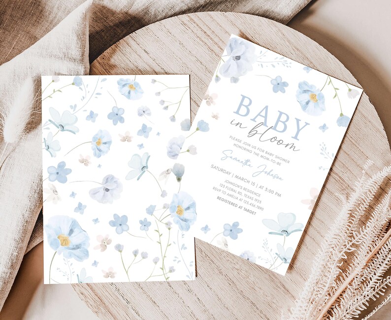 Blue Baby in Bloom Invite