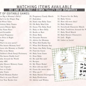a list of matching items available for a baby shower