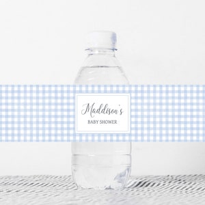 Bewerkbaar blauw gingang baby shower flesetiket, jongens picknick baby shower wateretiketten, gingang baby boy, BBQ baby shower fles stickers, 0775