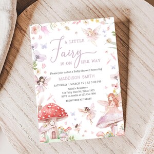 Editable A Little Fairy Baby Shower Invitation, Enchanted Forest Fairy Baby Shower Invite, Girl Magical Fairy Baby Shower Invitation, 01011