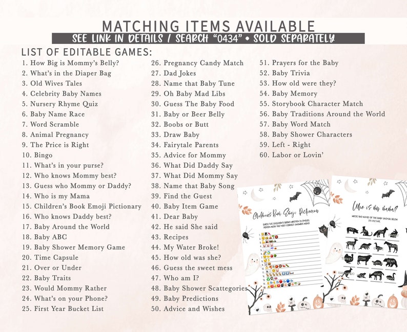 Editable Halloween Baby Shower Due Date Calendar, Gender Neutral A Little Boo Baby Shower Calendar, Spooky Fall Birthday Prediction 0434 image 4