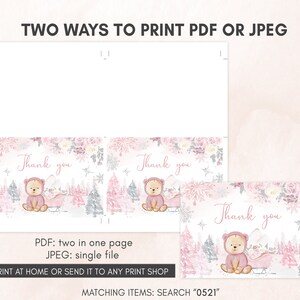Editable Pink Winter Bear Baby Shower Invitation Bundle, Girl Bear Winter Baby Shower Invite Set, Pink Snowflake Baby It's Cold Outside 0521 image 7