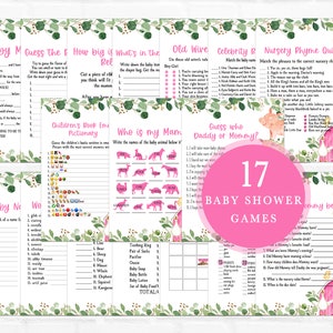 Girl Farm Animals Baby Shower Games Bundle Pink Farm Baby Shower Game Pack Girl Baby Shower Activities Barnyard Printable Game Template 0191