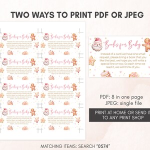 Editable Girl Christmas Cookie Baby Shower Invitation Bundle, Pink Gingerbread Baby Shower Invite Set, Pink A Little Cookie Baby Shower 0574 image 5