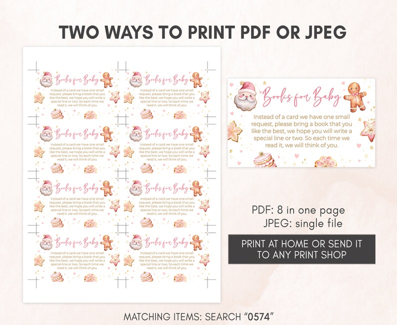 Editable Girl Christmas Cookie Baby Shower Invitation Bundle, Pink Gingerbread Baby Shower Invite Set, Pink A Little Cookie Baby Shower 0574 image 5