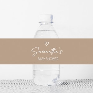 Bewerkbaar minimalistisch Oh Baby Baby shower flesetiket, genderneutraal minimalistische baby shower wateretiketten, moderne waterflesstickers, 0592