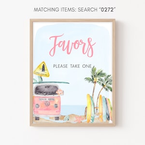 Baby on Board Baby Shower Favors Sign Girl Beach Baby Shower Favors Table Sign Surf Baby Shower Sign Summer Theme Printable Template 0272