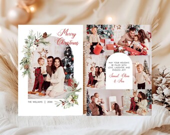Editable Christmas Photo Card, Holiday Family Photo Card, Merry Christmas Card, Photo Collage Card, Christmas Family Picture Card, 60SE