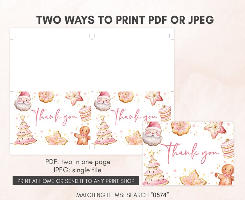 Editable Girl Christmas Cookie Baby Shower Invitation Bundle, Pink Gingerbread Baby Shower Invite Set, Pink A Little Cookie Baby Shower 0574 image 7