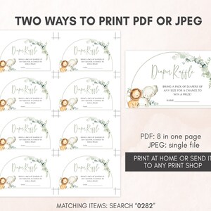 Editable Jungle Baby Shower Invitation Set, Safari Baby Shower Invite Pack Gender Neutral Jungle Animals Invitation Printable Template 0282 image 5
