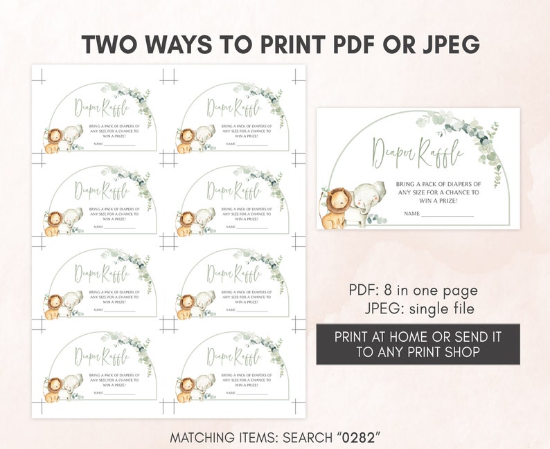 Editable Jungle Baby Shower Invitation Set, Safari Baby Shower Invite Pack Gender Neutral Jungle Animals Invitation Printable Template 0282 image 5