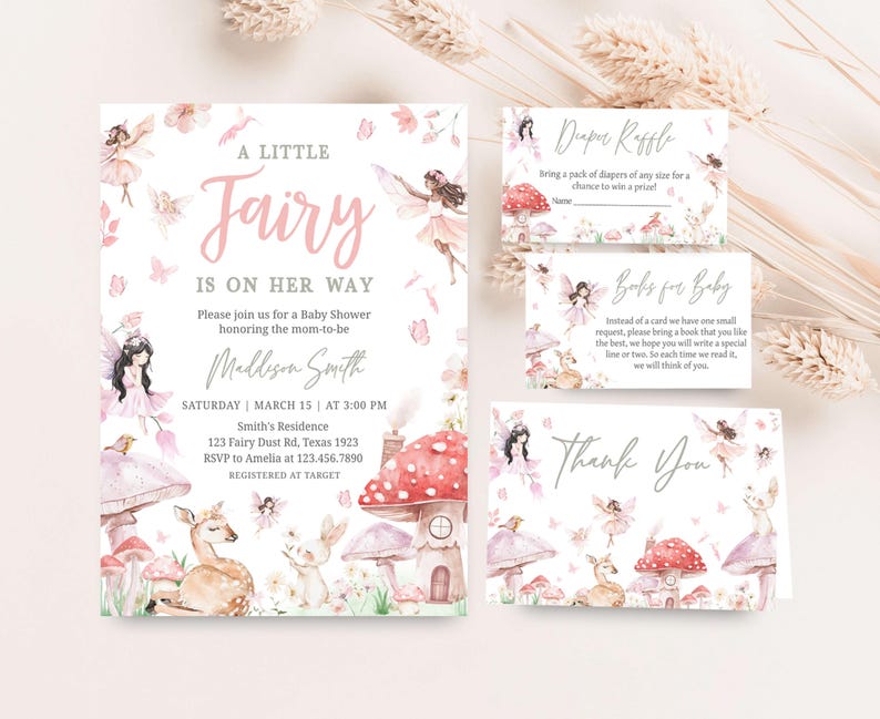 A Little Fairy is on Her Way Invitation Set