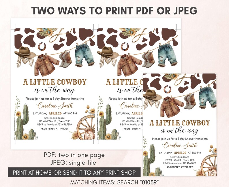 A Little Cowboy Baby Shower Invitation Template