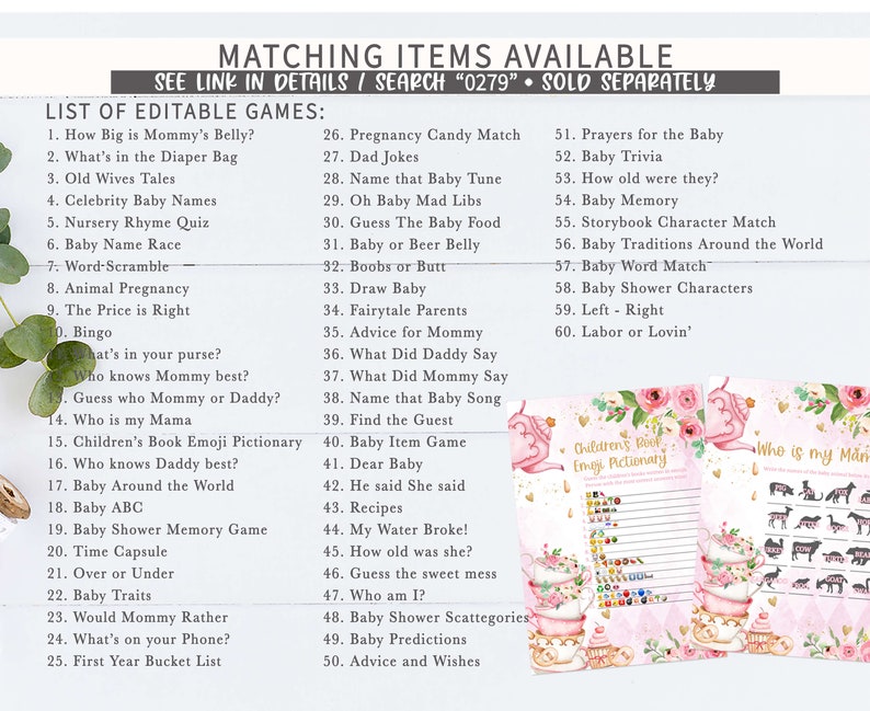 Editable Tea Party Baby Shower Due Date Calendar, A Baby is Brewing Baby Shower Calendar, Pink Floral Baby Shower Birthday Prediction, 0279 image 4