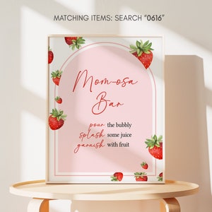 Mamma Osa Bar Sign fragola Baby Shower, Berry Sweet Baby Shower Momosa Sign, Red Fragola Baby Shower Mimosa Sign, Berry First Baby, 0616