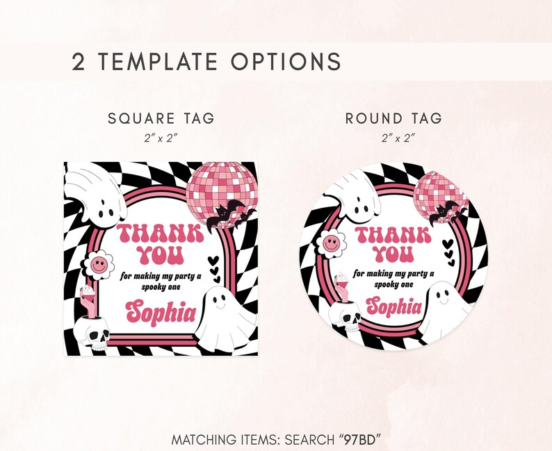 two thank you tags for a birthday party
