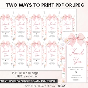 Girl Floral Baby Shower Thank you Tag