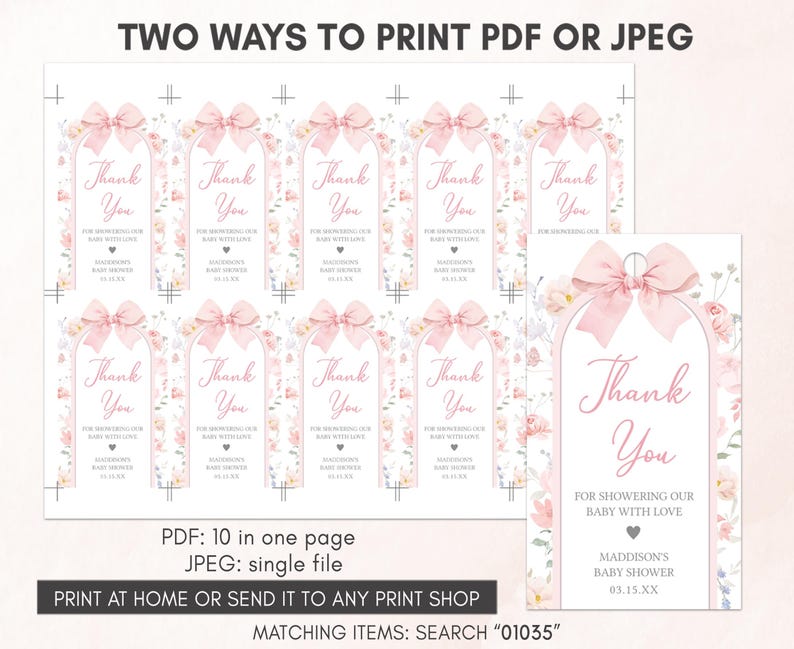 Girl Floral Baby Shower Thank you Tag