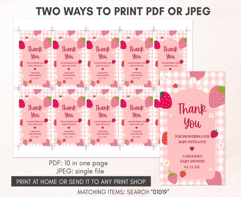 two ways to print a strawberry baby shower