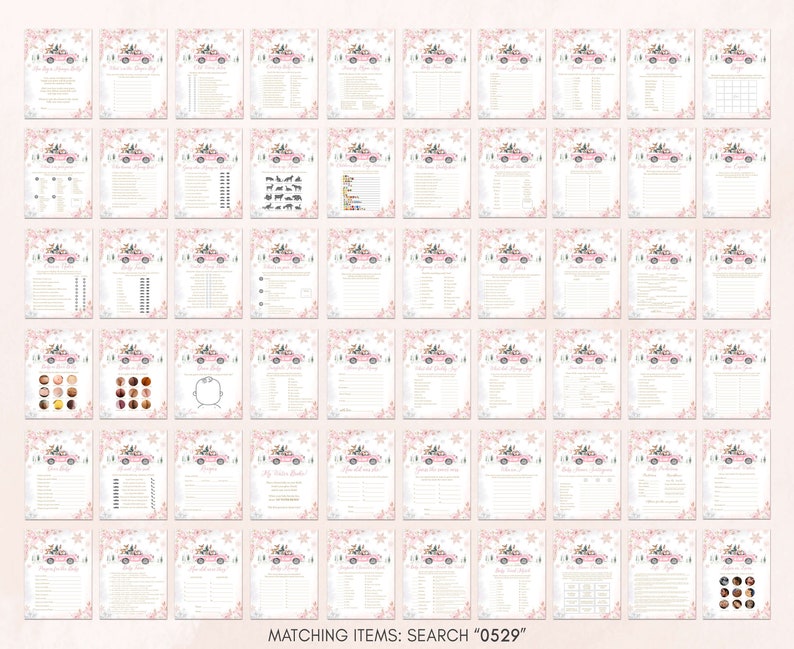 Bewerkbare roze winter bos baby shower games bundel, meisje bos winter baby shower game pack, roze baby het is koud buiten games, 0529 afbeelding 4