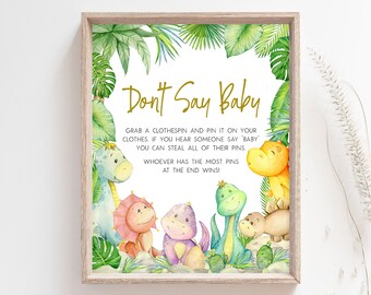 Aazon.co: Dinosaur Don't Say Baby Gae For Baby Shower, Pack Of One