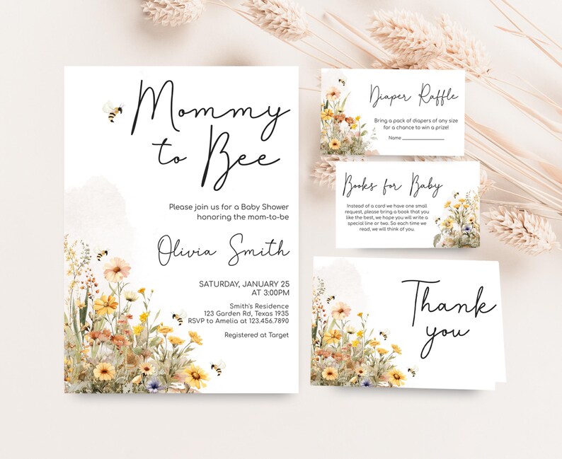 a set of three wedding cards with flowers on them