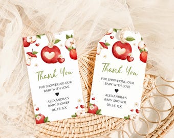 Etiqueta editable para baby shower "La Niña de Nuestros Ojos", etiqueta de regalo para baby shower "La Manzana de Nuestros Ojos" de otoño, etiqueta de agradecimiento para baby shower "La Niña de Nuestros Ojos" de frutas, etiqueta "La Niña de Nuestros Ojos" 01106