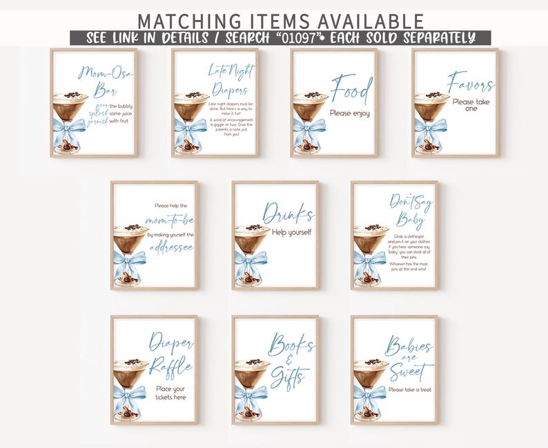 a set of eight greeting cards with a picture of a martini