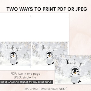 Editable Winter Penguin Baby Shower Invitation Bundle, Gender Neutral Penguin Baby Shower Invite Set, Baby It's Cold Outside Invitation 0537 image 7