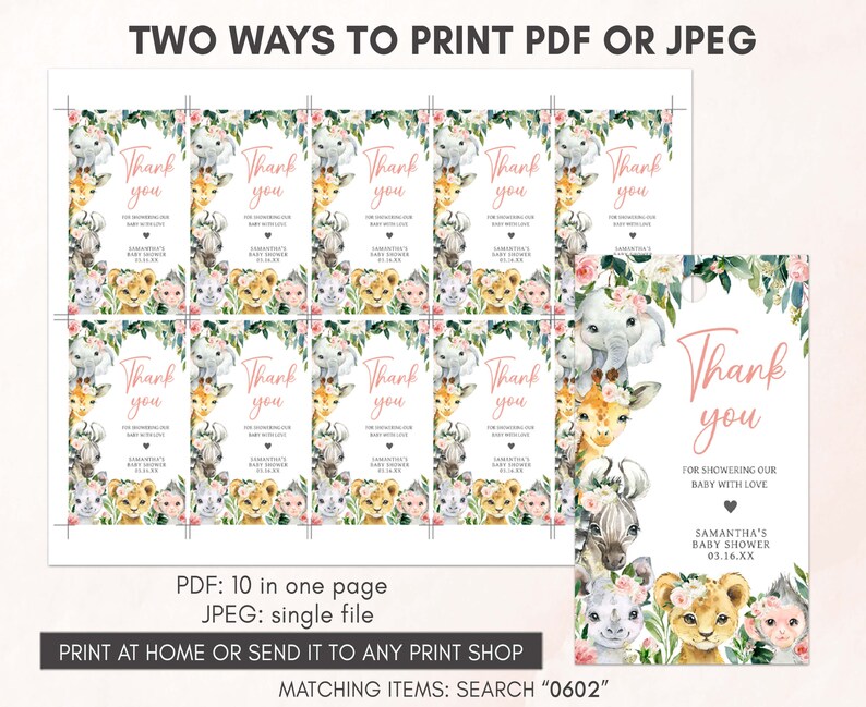 two ways to print a thank card for a baby shower